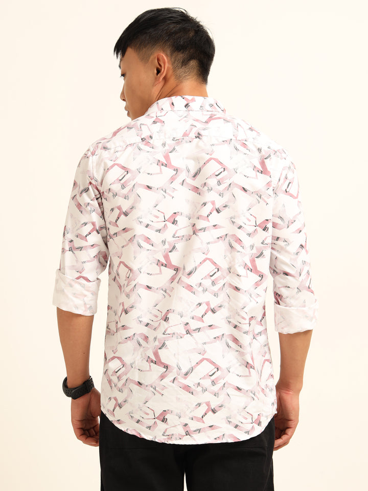 Pastel Pink Shirt Printed Shirt Bushirt
