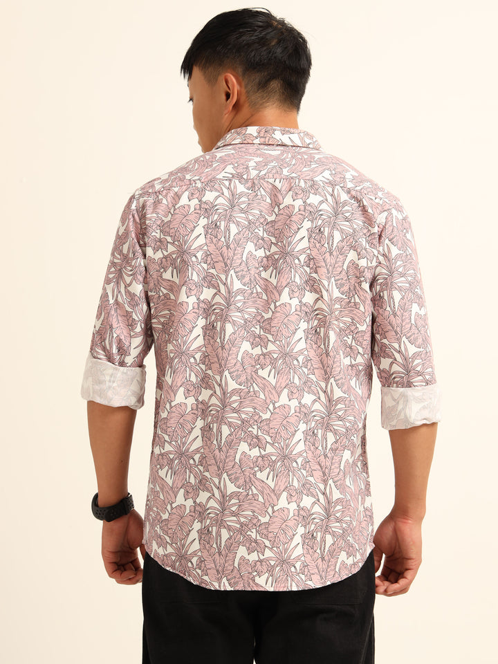 Cadet Pink Regular Fit Printed Shirt