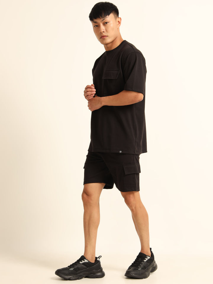 Utility Oversize Black Co-Ords Set Oversize Co-ords Bushirt