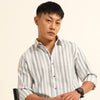 Black Regular Fit Striped Shirt Stripes Shirt Bushirt