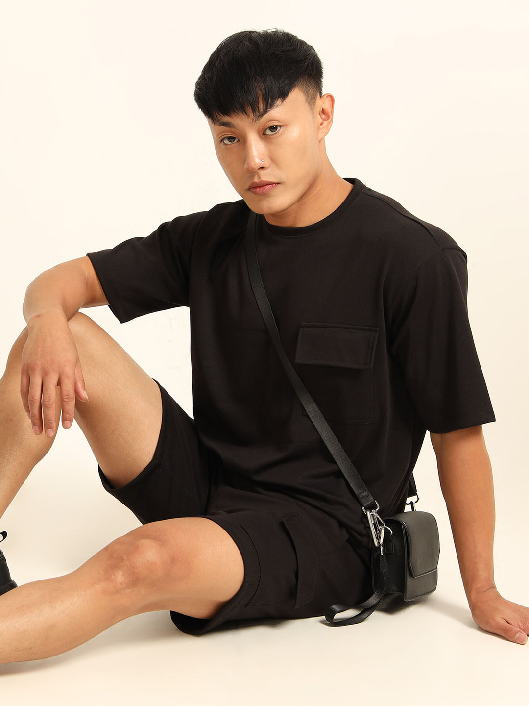 Utility Oversize Black Co-Ords Set Oversize Co-ords Bushirt