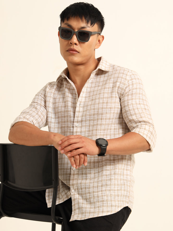 Brown Regular Fit Check Shirt Checks Shirt Bushirt