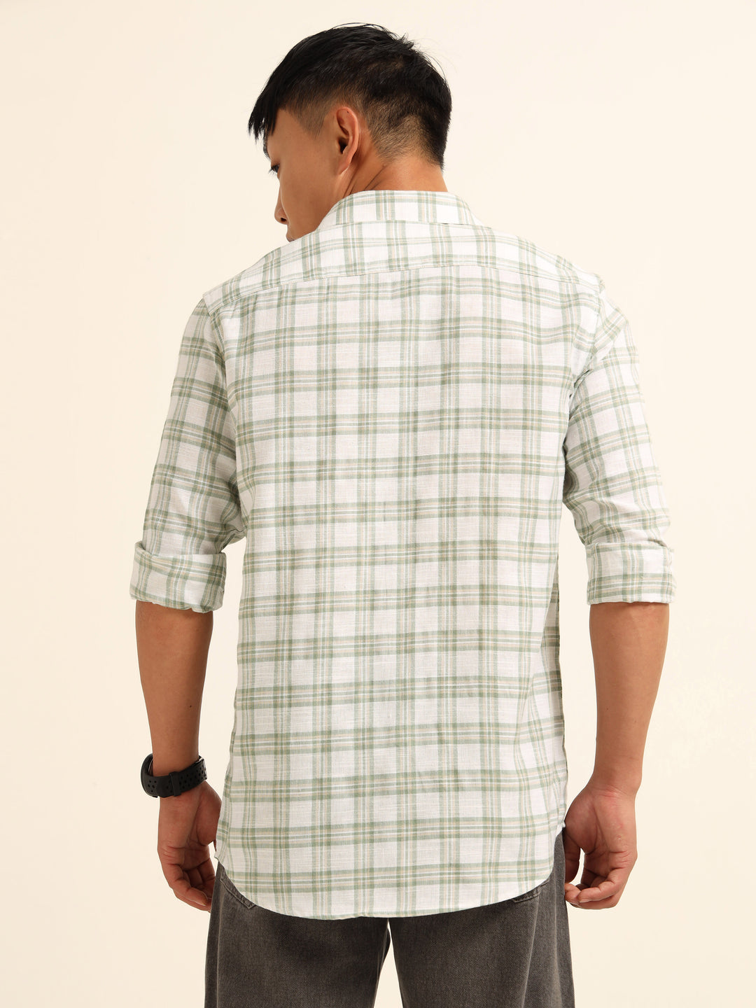 Green Regular Fit Check Shirt Checks Shirt Bushirt