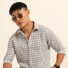 Grey Regular Fit Check Shirt Checks Shirt Bushirt