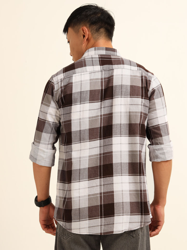 Wine Regular Fit Check Shirt Checks Shirt Bushirt