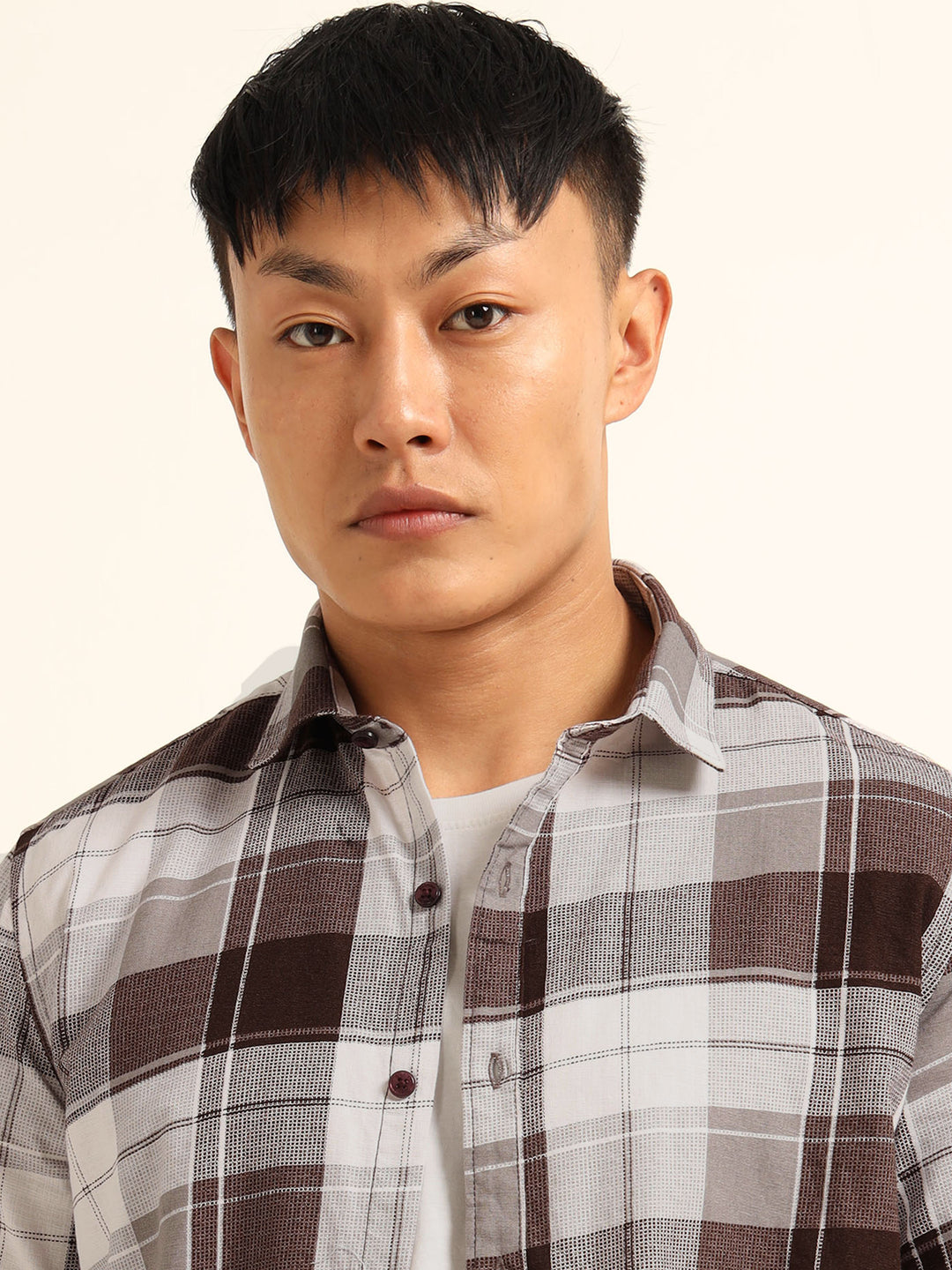 Wine Regular Fit Check Shirt Checks Shirt Bushirt