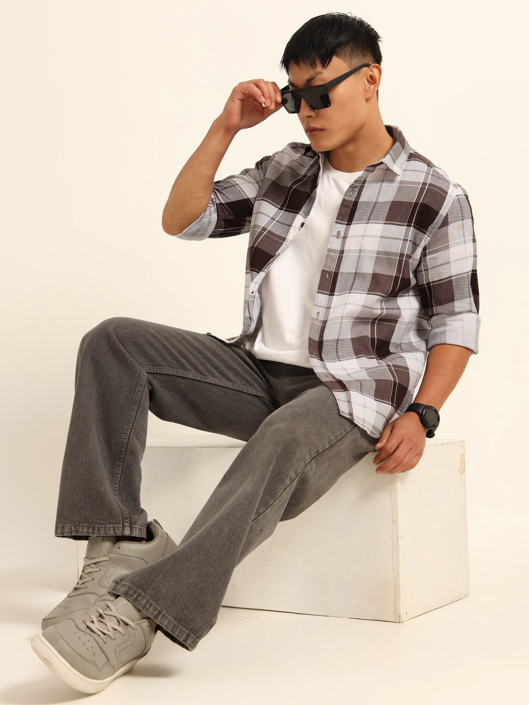 Wine Regular Fit Check Shirt Checks Shirt Bushirt