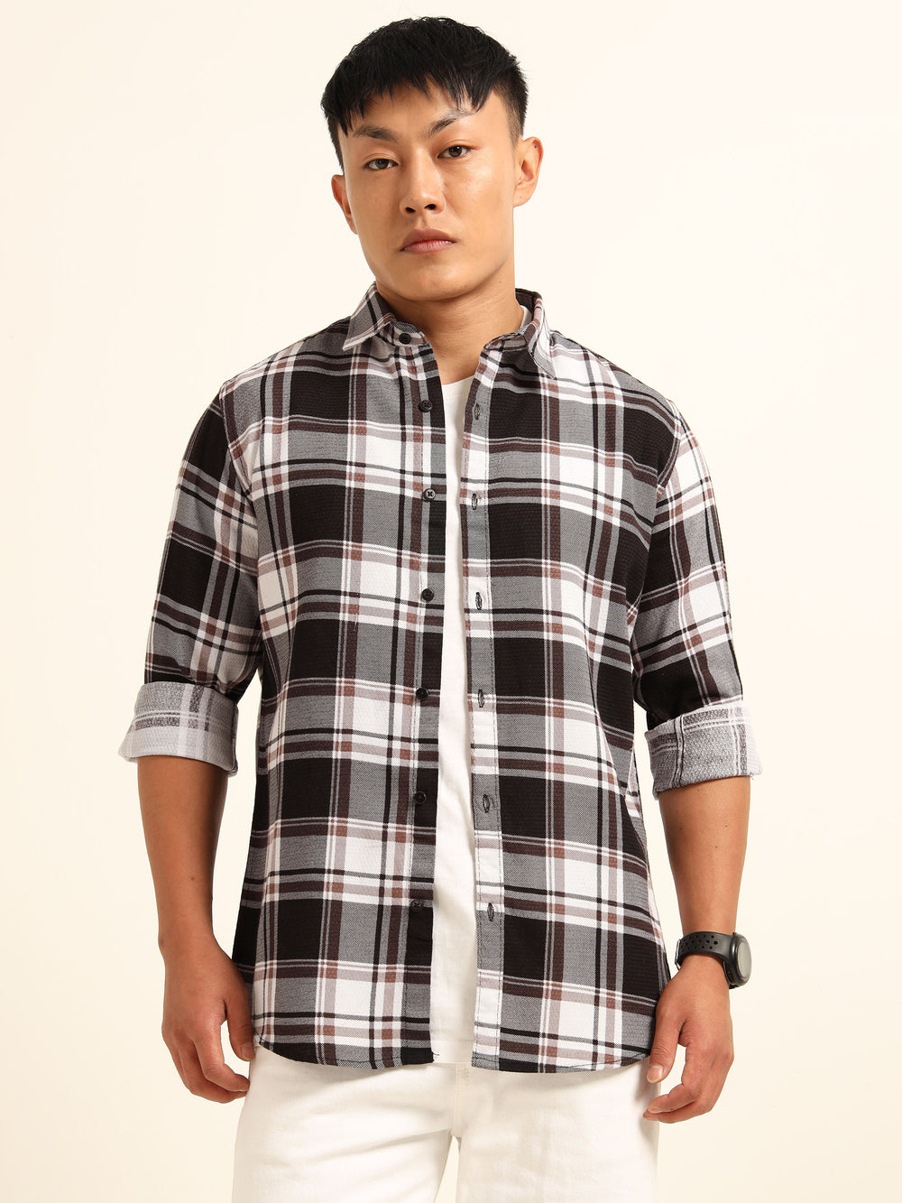 Wine Regular Fit Check Shirt Checks Shirt Bushirt