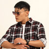 Maroon Regular Fit Check Shirt Checks Shirt Bushirt