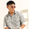 Cadet Grey Regular Fit Printed Shirt Printed Shirt Bushirt