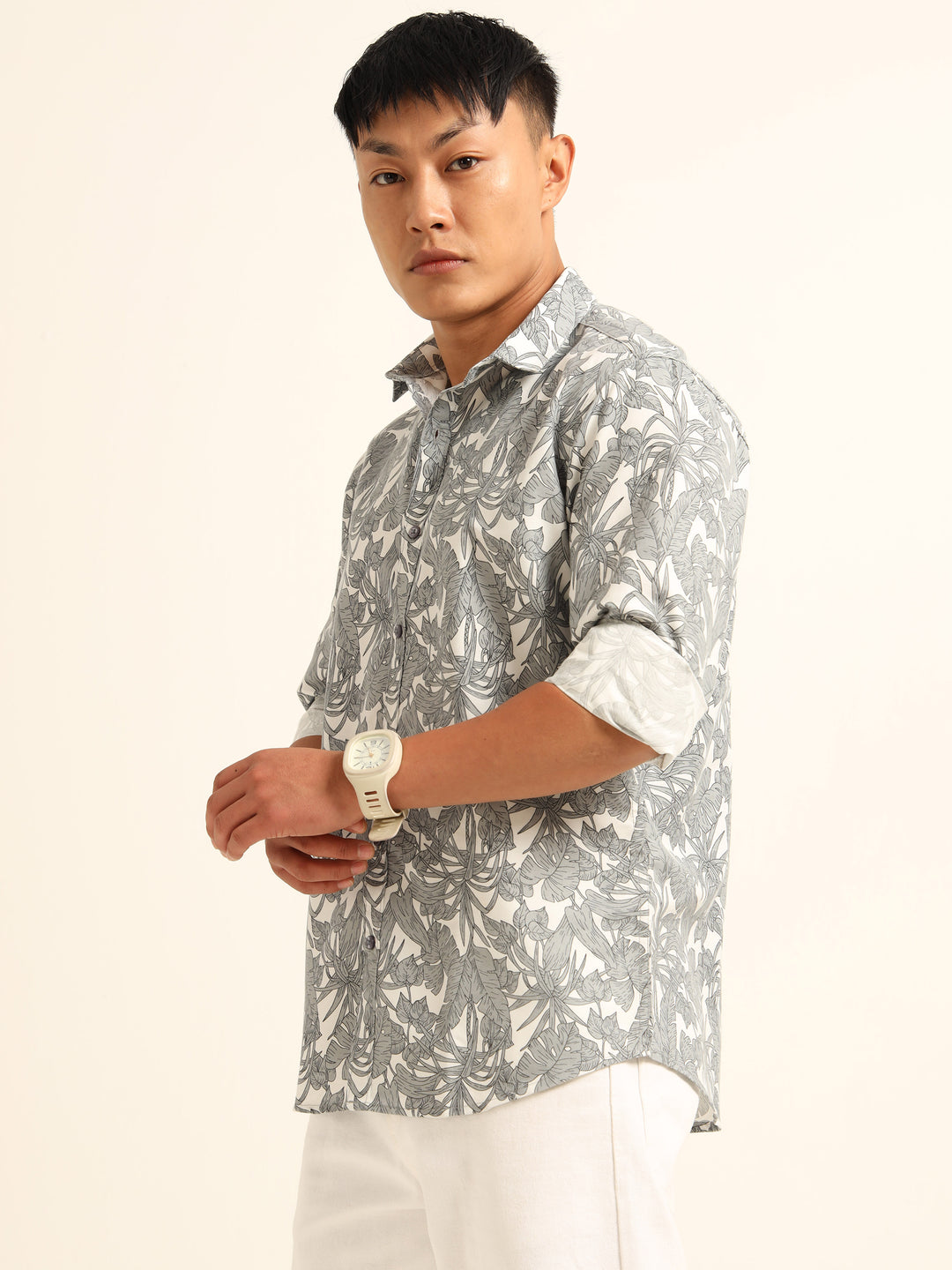 Cadet Grey Shirt Printed Shirt Bushirt