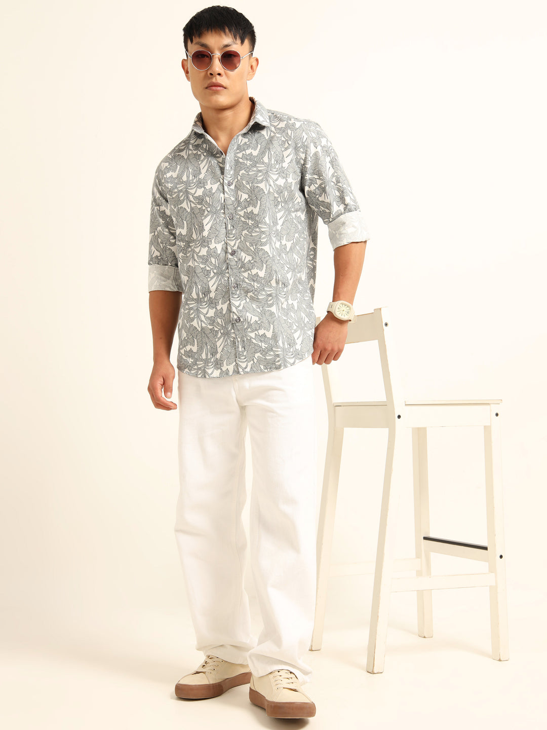 Cadet Grey Shirt Printed Shirt Bushirt