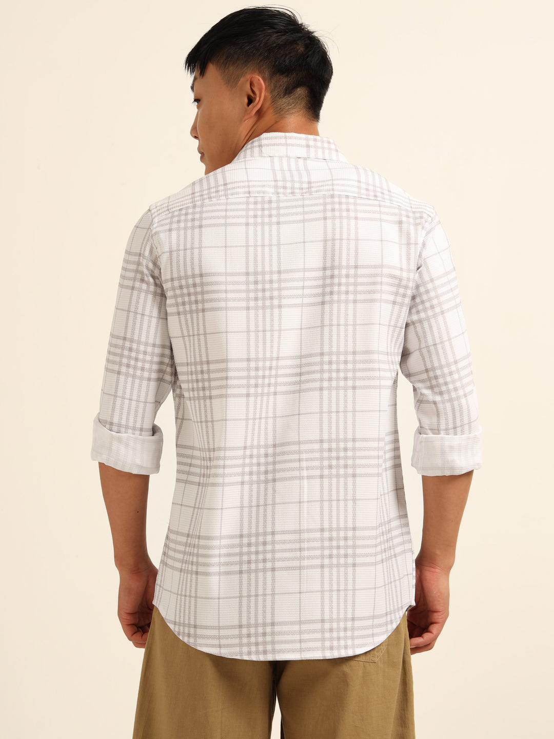 Grey Regular Fit Check Shirt Checks Shirt Bushirt