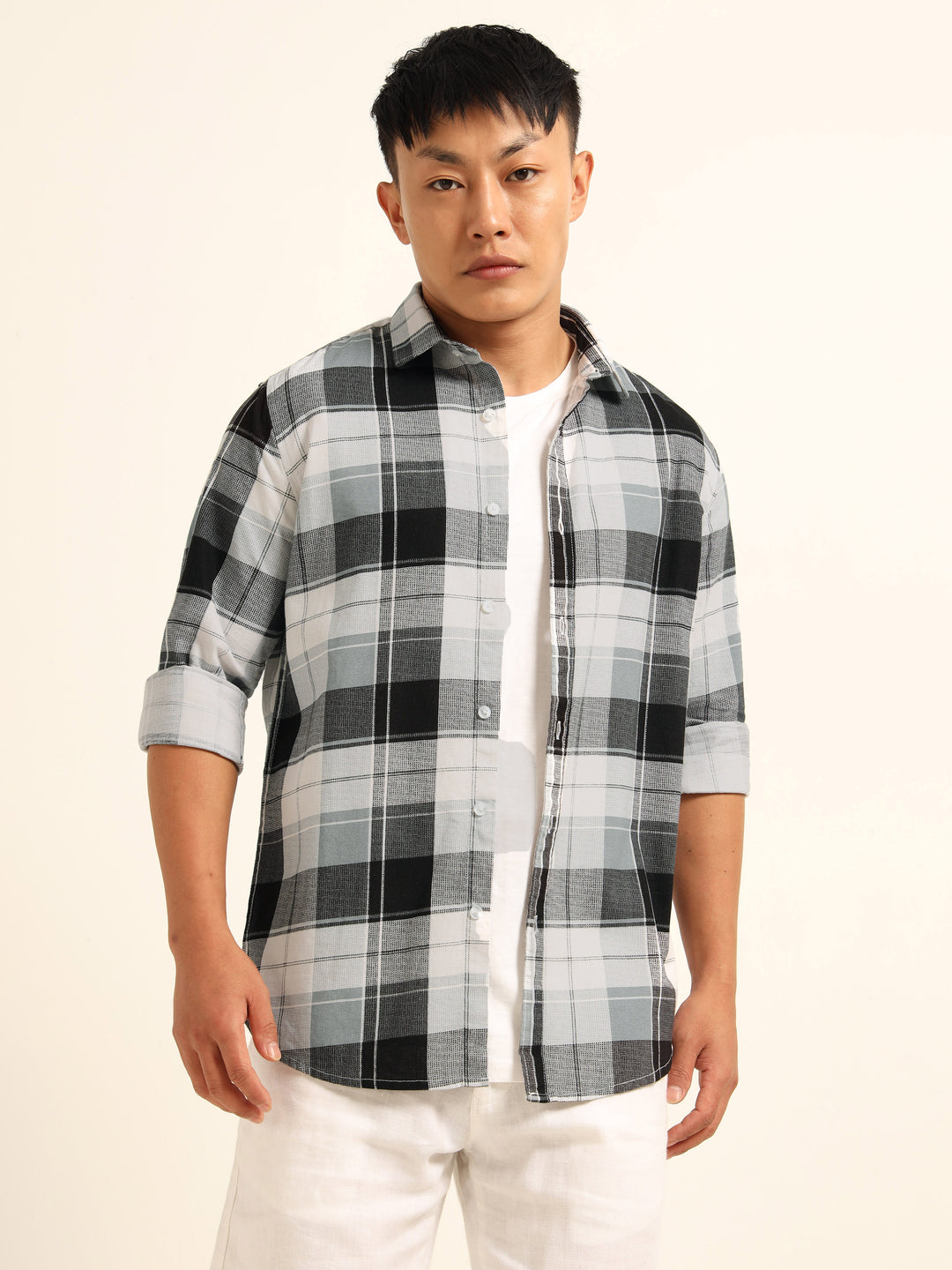 Artic Blue Regular Fit Check Shirt Checks Shirt Bushirt