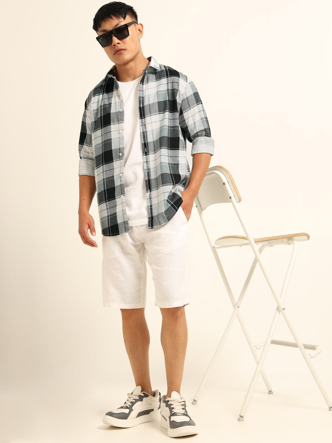 Artic Blue Regular Fit Check Shirt Checks Shirt Bushirt