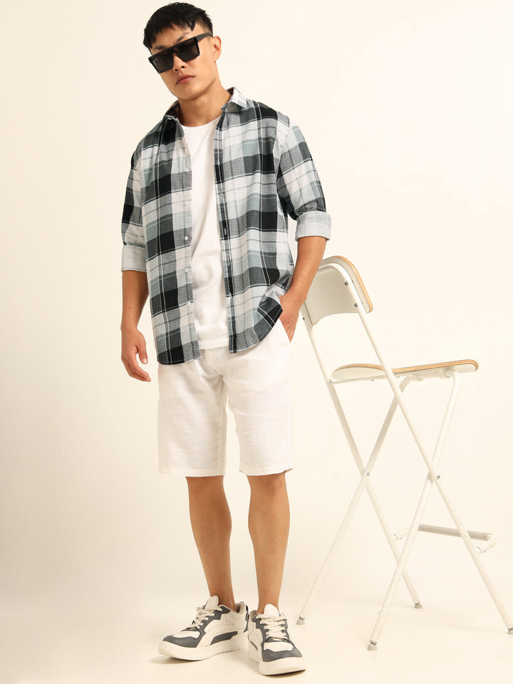 Artic Blue Regular Fit Check Shirt Checks Shirt Bushirt