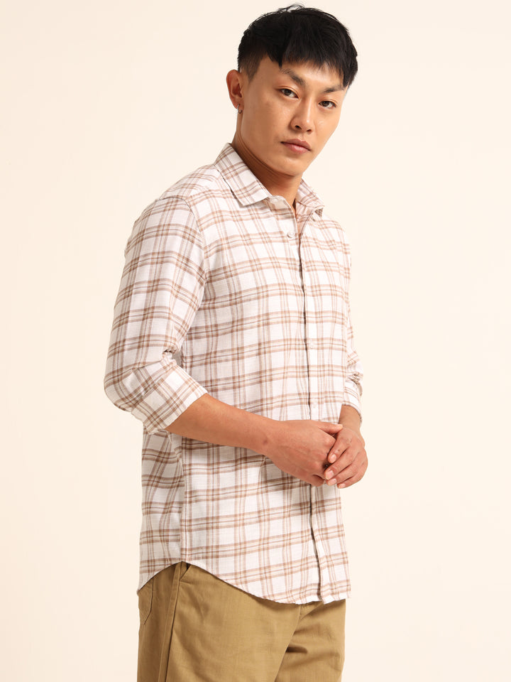 Brown Regular Fit Check Shirt Checks Shirt Bushirt