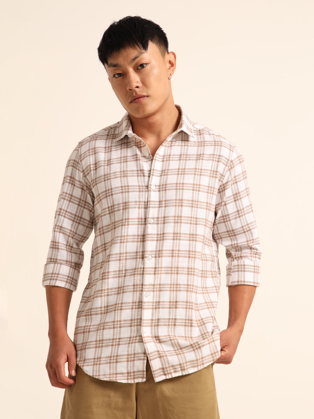 Brown Regular Fit Check Shirt Checks Shirt Bushirt
