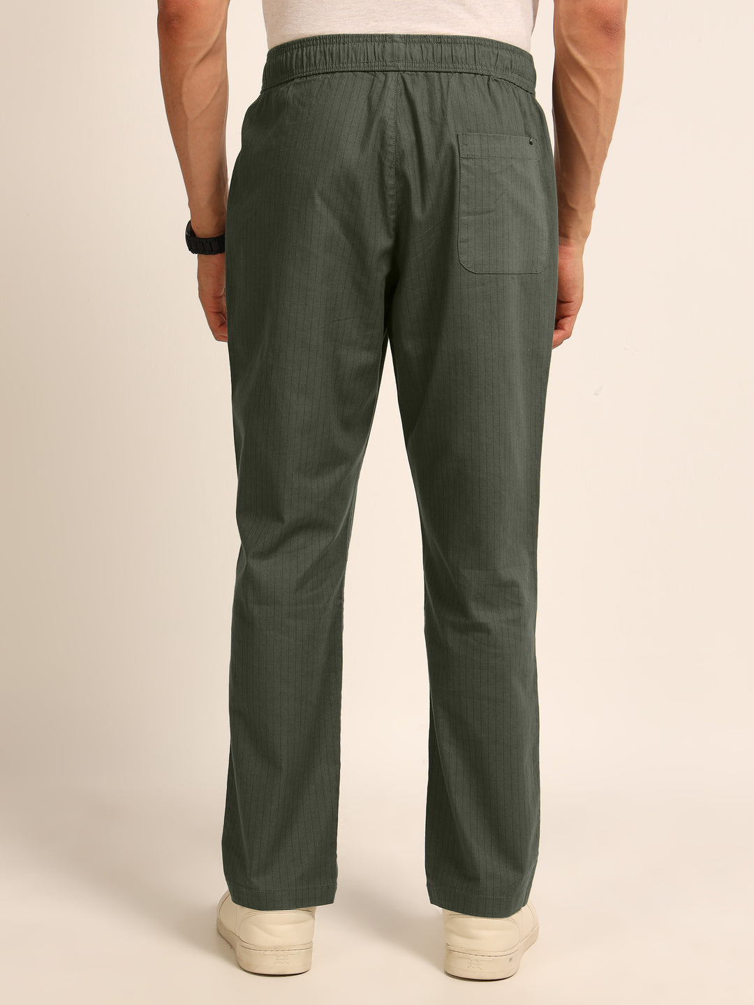 Olive Green Relaxed Fit Linen Trouser