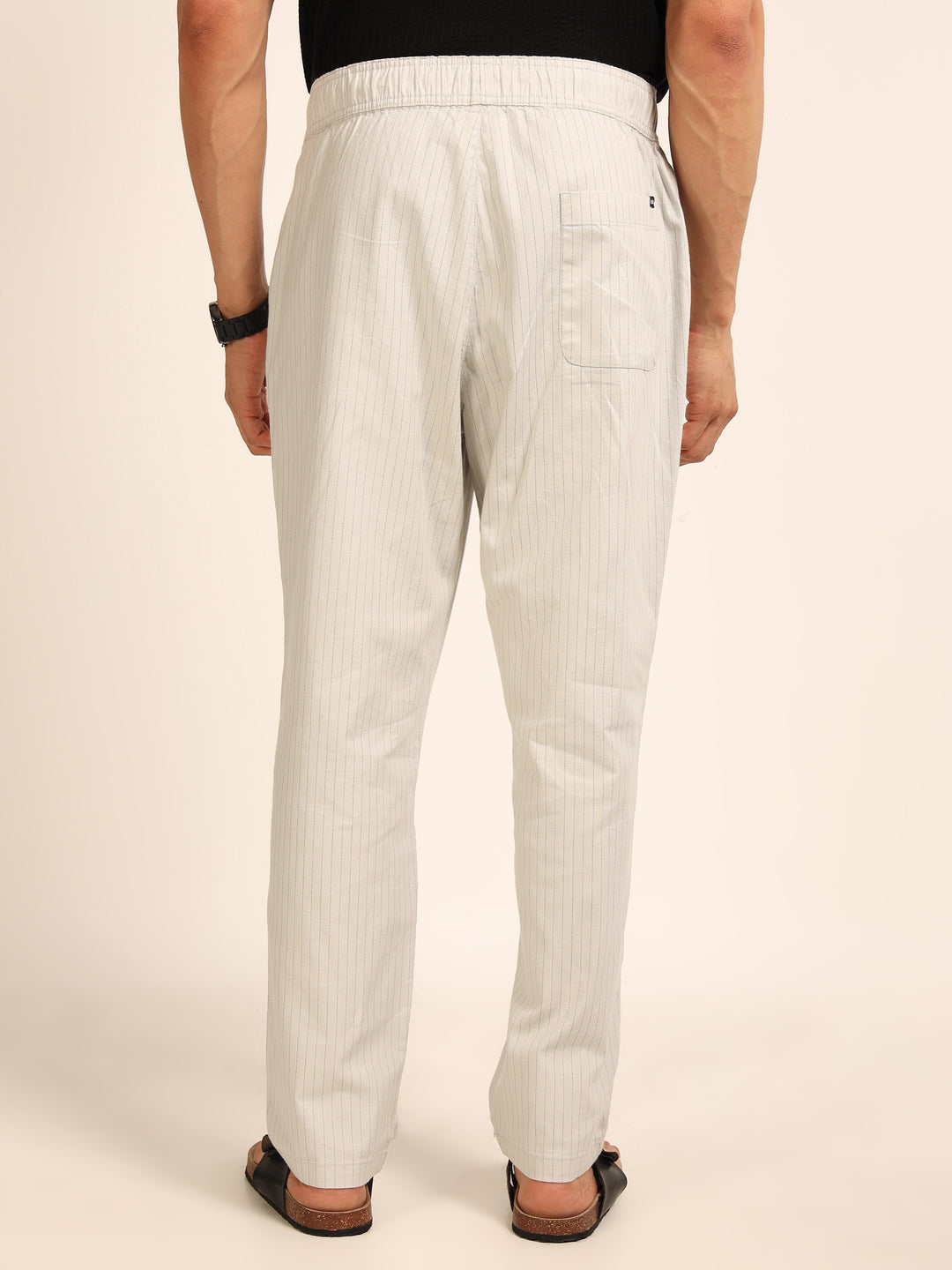 Light Grey Relaxed Fit Linen Trouser