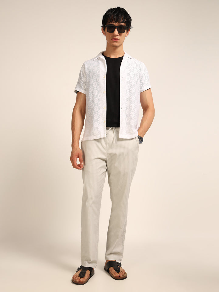 Light Grey Relaxed Fit Linen Trouser