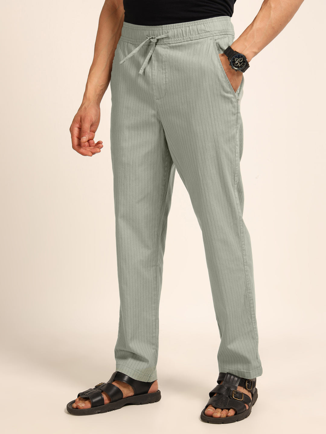 Polar Blue Relaxed Fit Linen Trouser