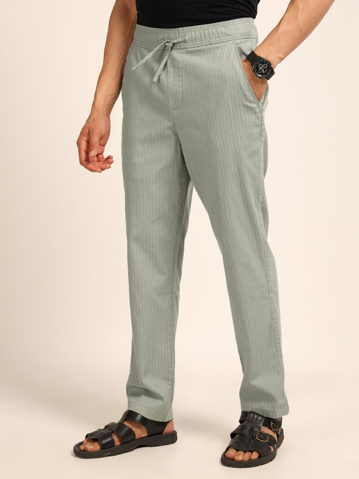 Polar Blue Relaxed Fit Linen Trouser