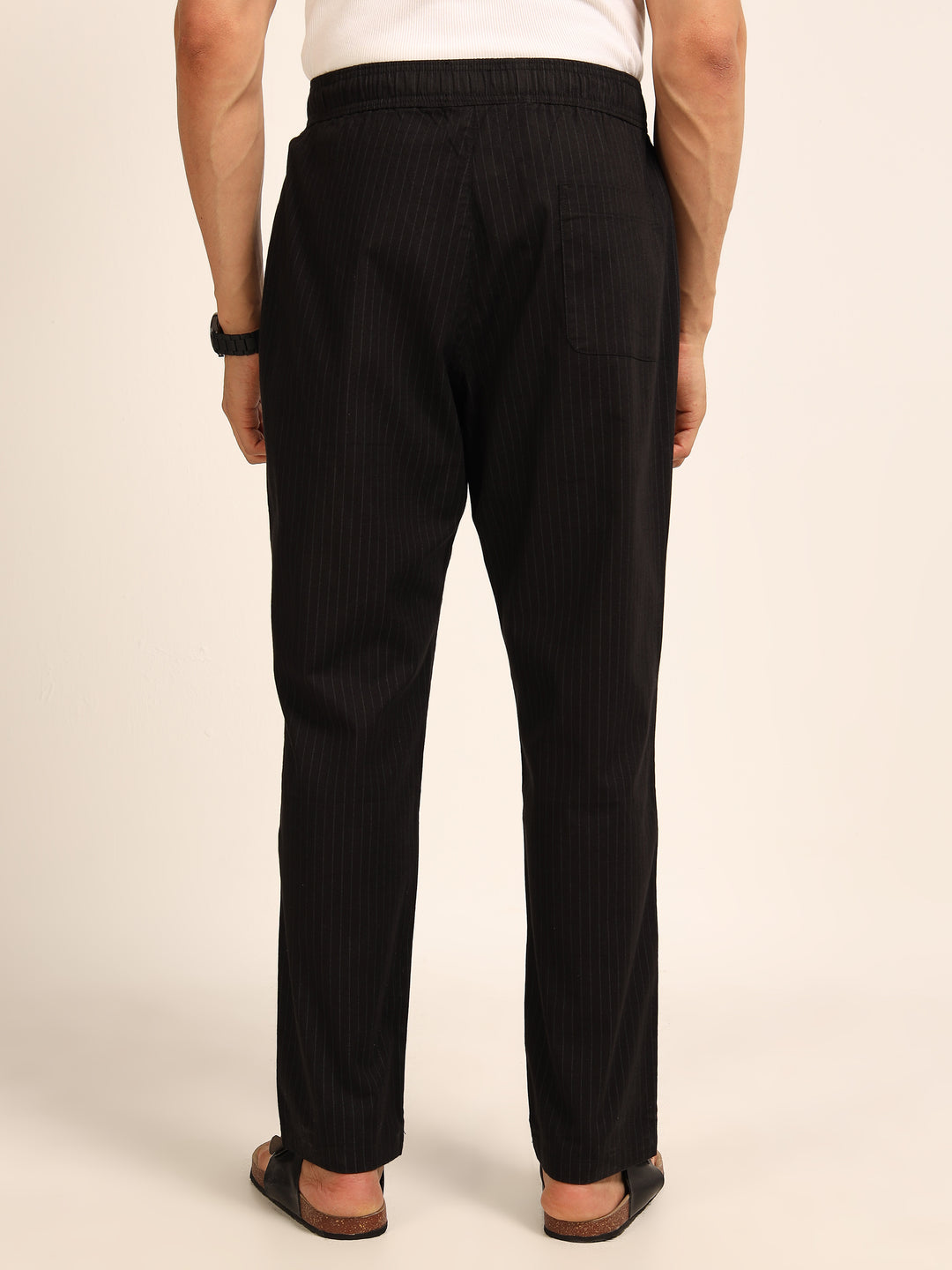 Black  Relaxed Fit Linen Trouser