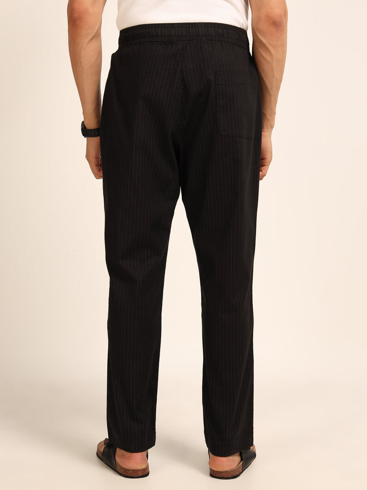 Black  Relaxed Fit Linen Trouser