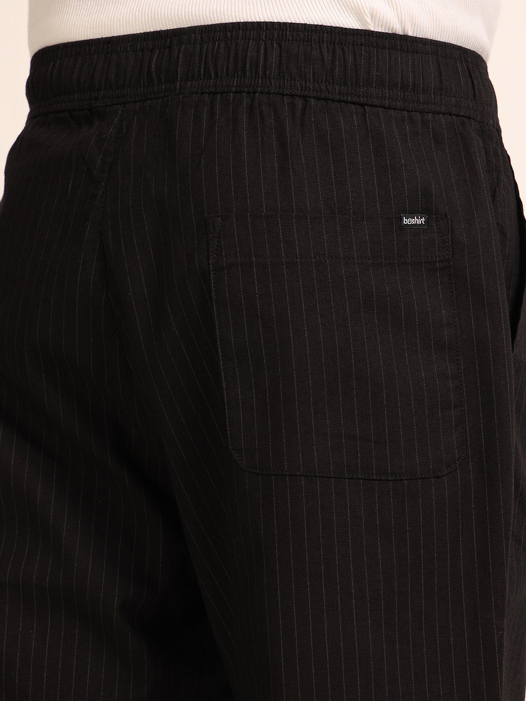 Black  Relaxed Fit Linen Trouser