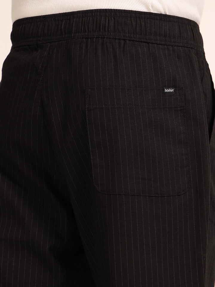 Black  Relaxed Fit Linen Trouser