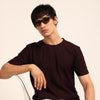 Wine Textured Solid T-Shirt Plain T-Shirts Bushirt