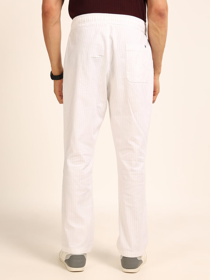 White Relaxed Fit Linen Trouser