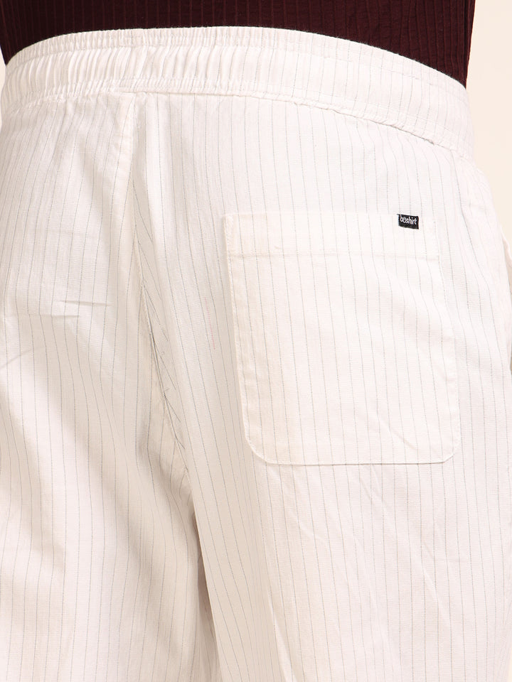 White Relaxed Fit Linen Trouser