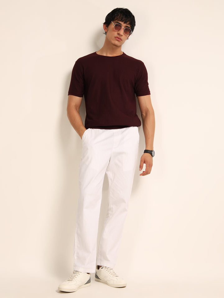 White Relaxed Fit Linen Trouser