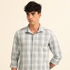 Pastel Grey Regular Fit Check Shirt Checks Shirt Bushirt
