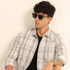 French Taupe Regular Fit Check Shirt Checks Shirt Bushirt