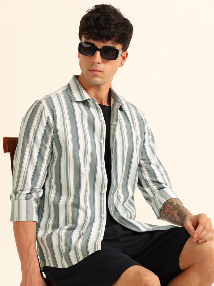 Blue Strips Shirt Stripes Shirt Bushirt