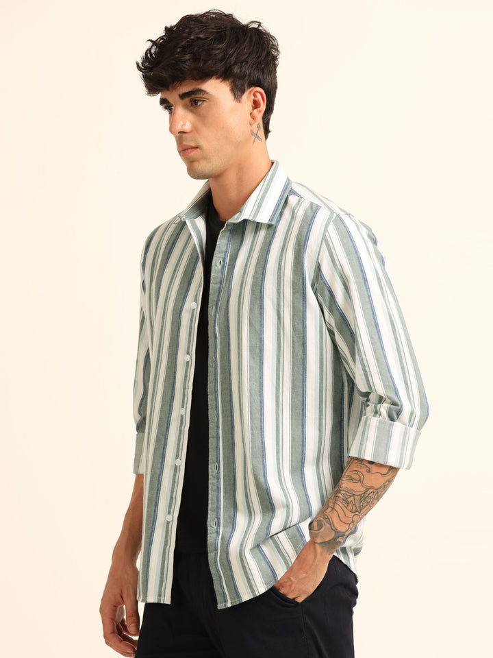 Blue Strips Shirt Stripes Shirt Bushirt