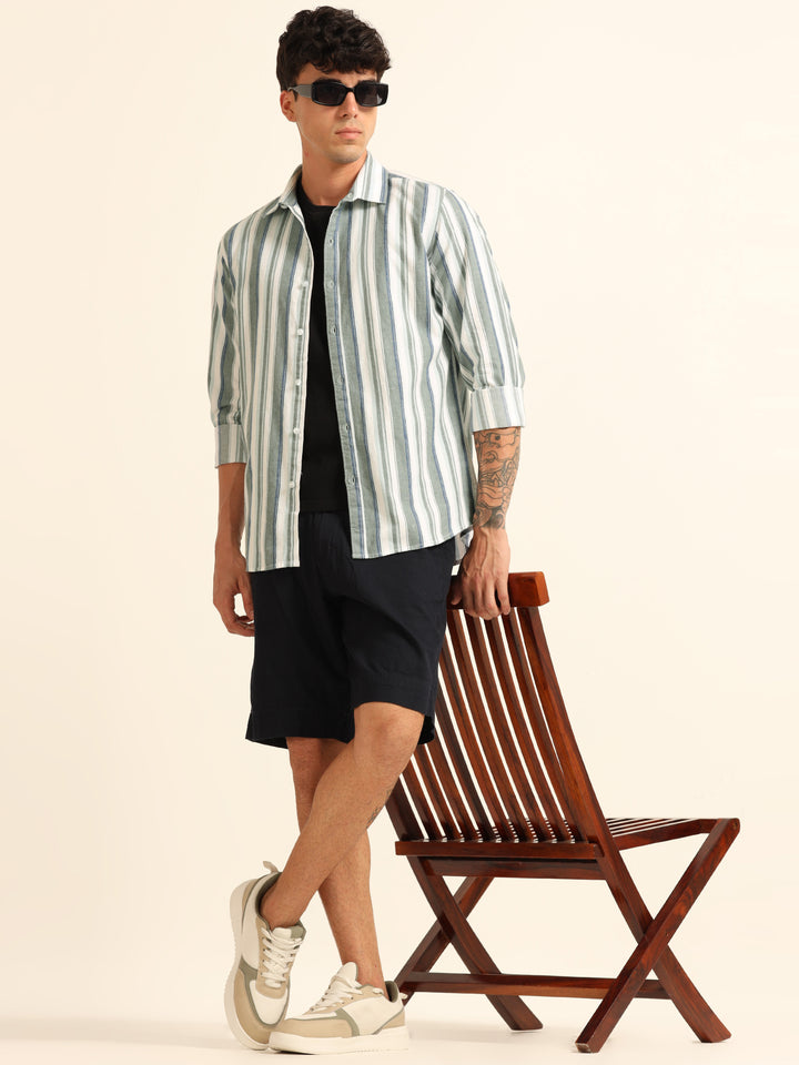 Blue Strips Shirt Stripes Shirt Bushirt