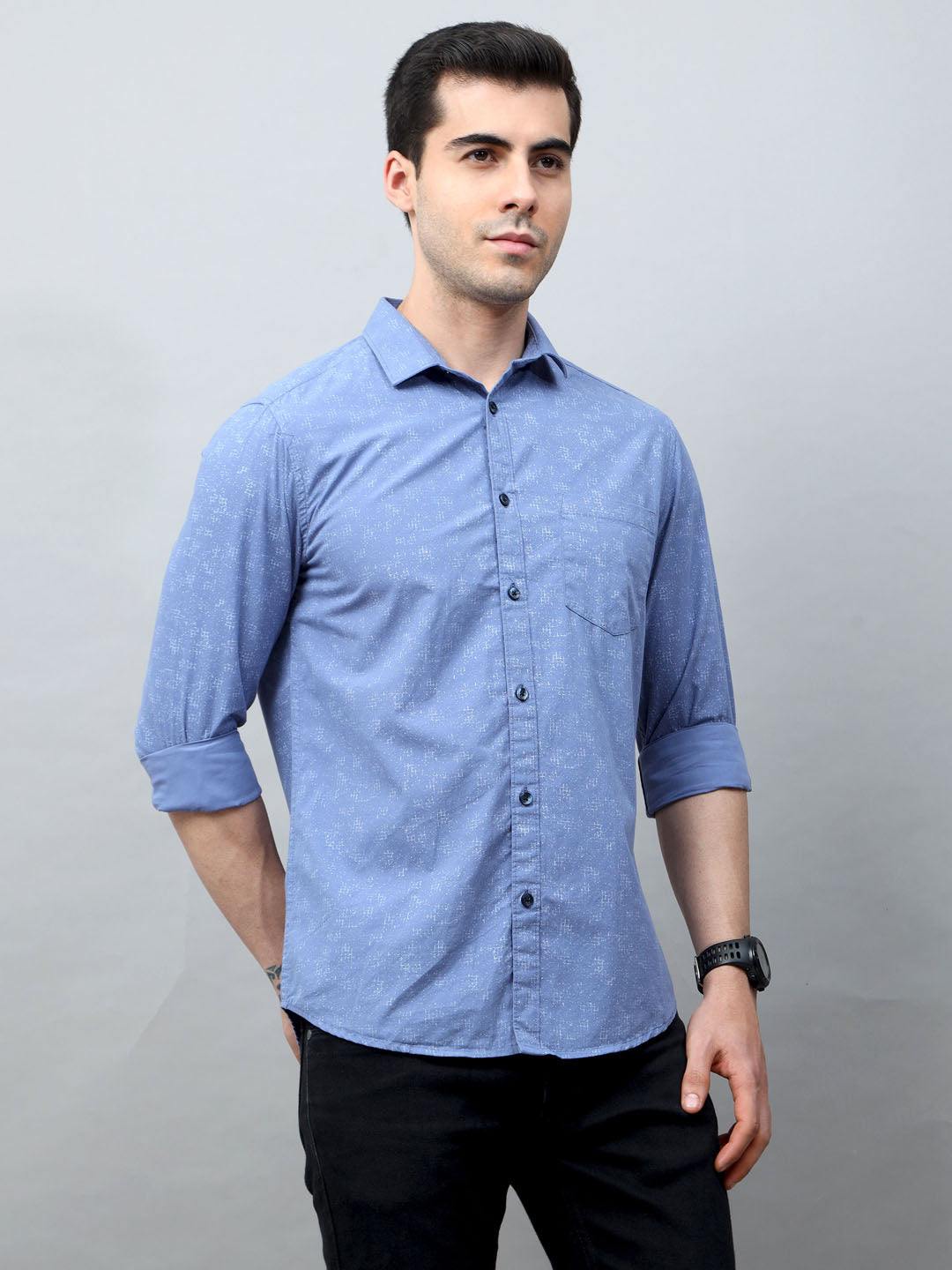 Dark Blue Printed Shirt Printed Shirt Bushirt   