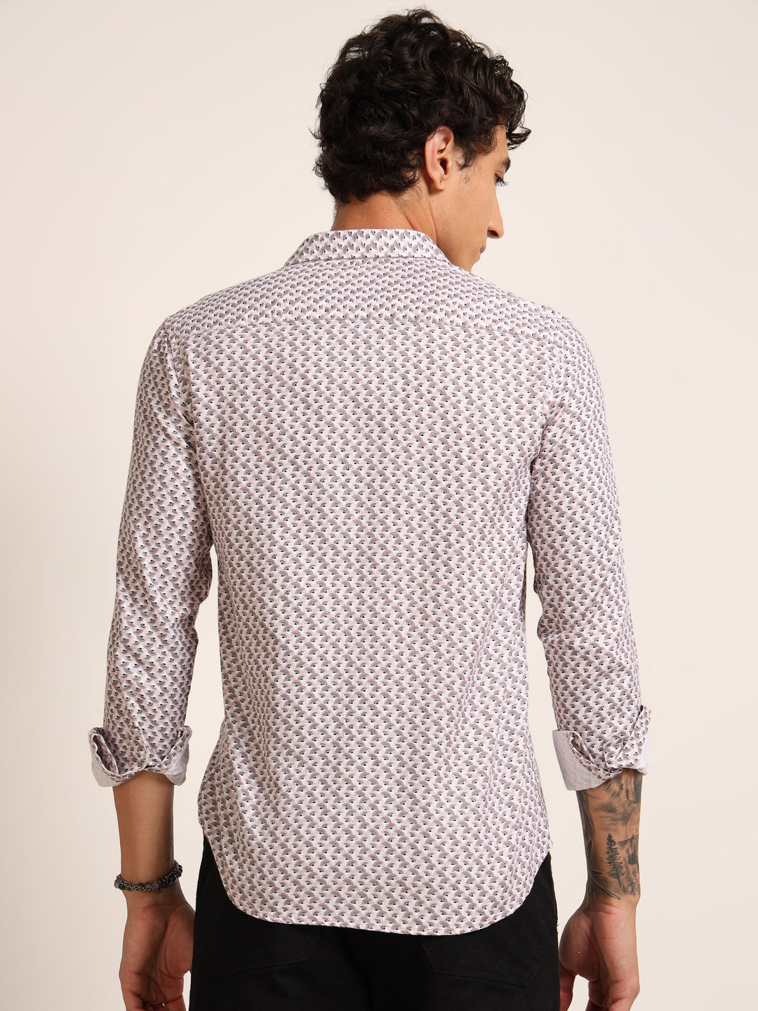 Light Pink Regular Fit Printed Shirt