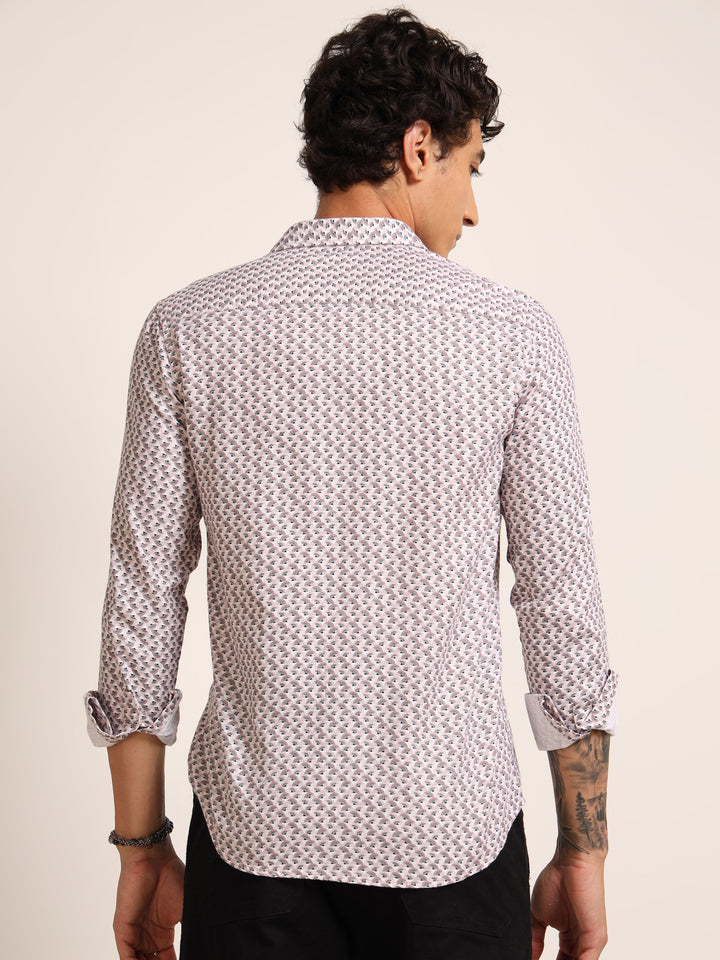 Light Pink Regular Fit Printed Shirt