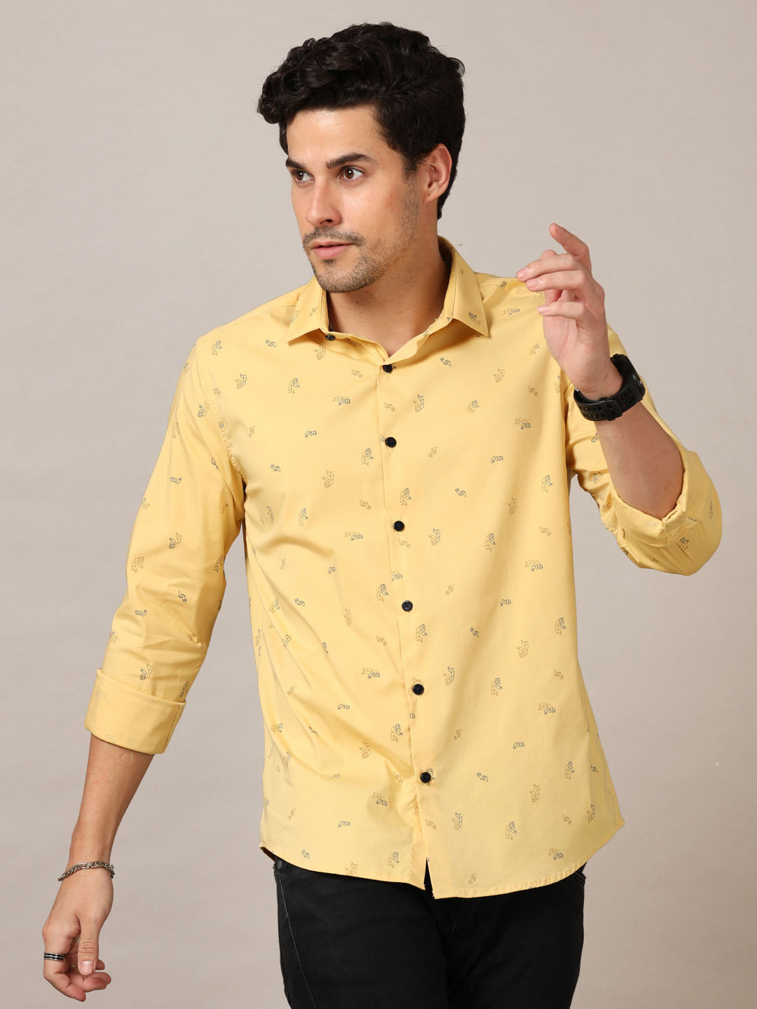 Yellow Printed Shirt Printed Shirt Bushirt   
