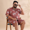 Palm Tree Pecan Brown Plus Size Co-Ords Plus Size Co-Ords Bushirt   