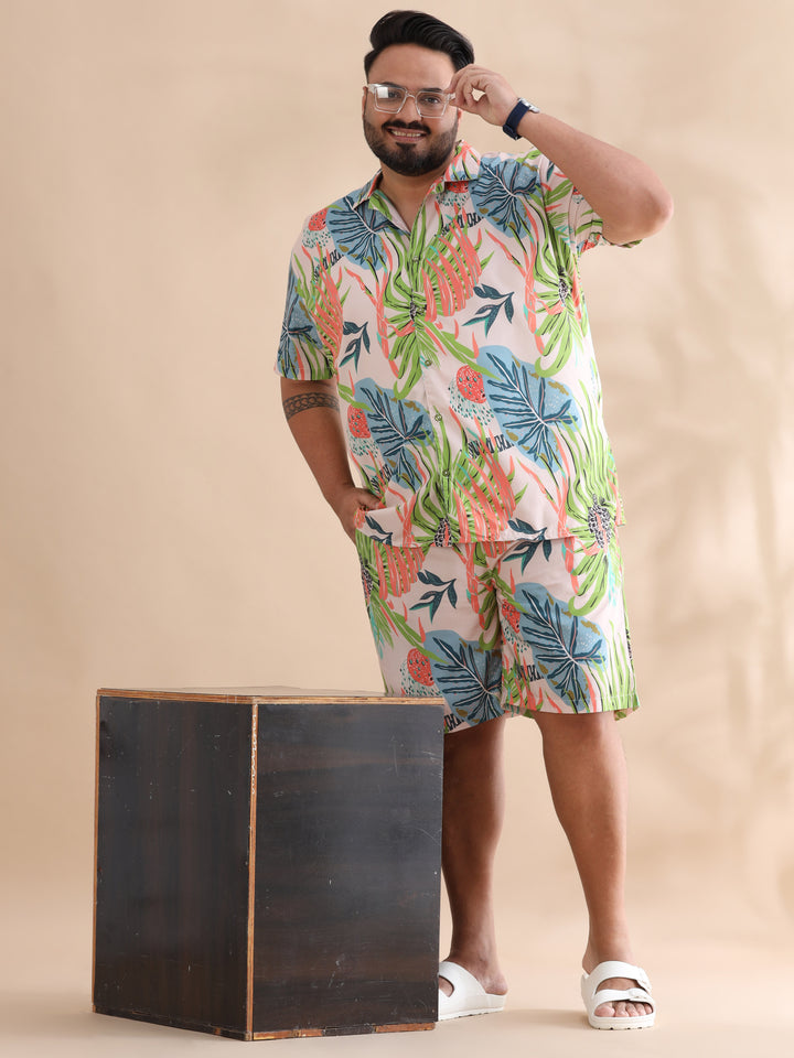 Leaflet Green Plus Size Co-Ords Plus Size Co-Ords Bushirt   