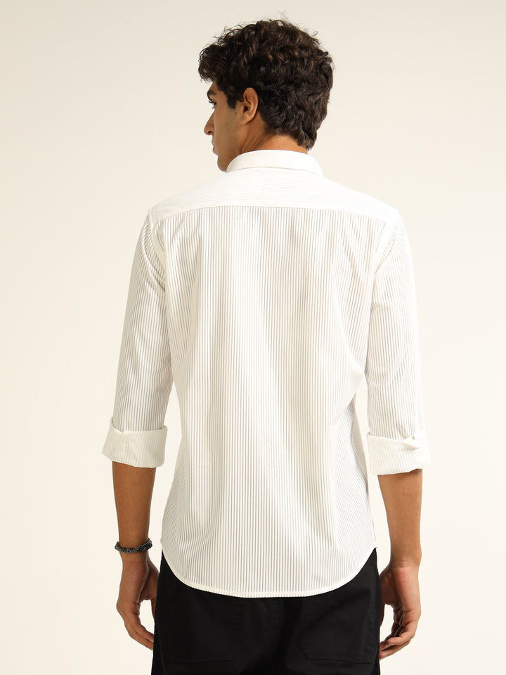 White Regular Fit Corduroy Shirt corduroy Shirt Bushirt