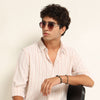 Orange Regular Fit Stripe Shirt Stripes Shirt Bushirt