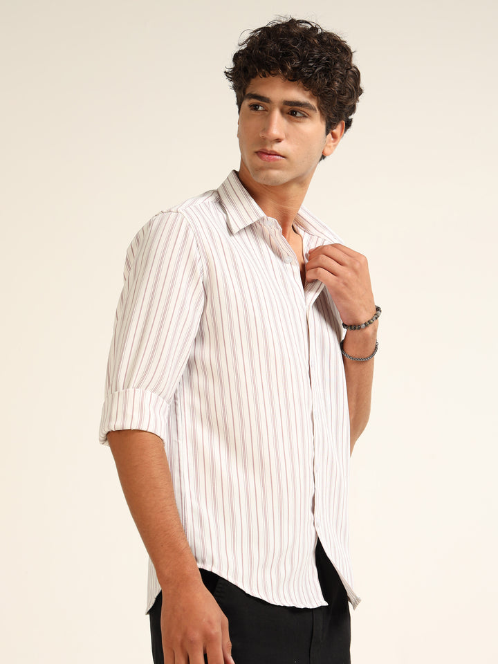 Maroon Regular Fit Stripe Shirt