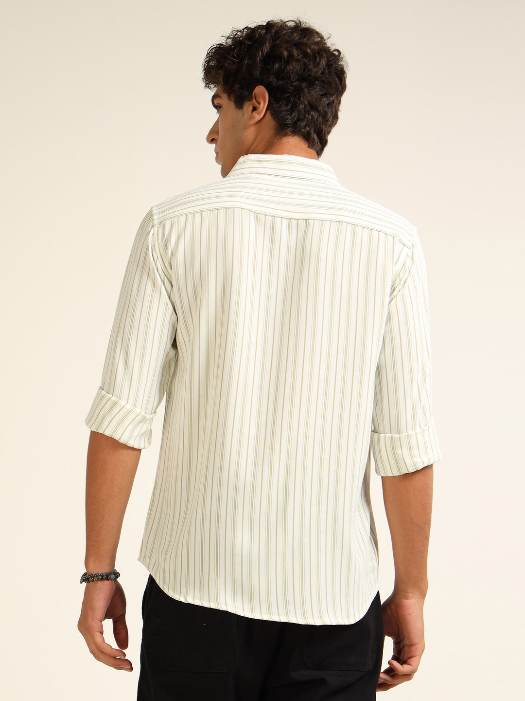 Green Regular Fit Stripe Shirt